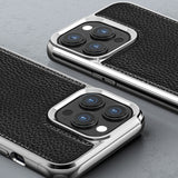 Apple iPhone 13 Pro Max Kılıf Wiwu Genuine Leather Silver Calfskin Orjinal Deri Kapak