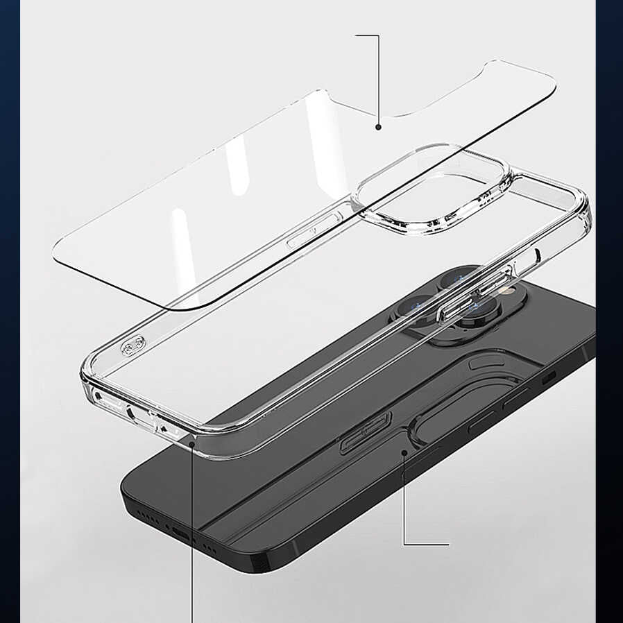 Apple iPhone 13 Pro Max Wiwu M-safe Şarj Özellikli Lens Korumalı Şeffaf Silikon Kapak