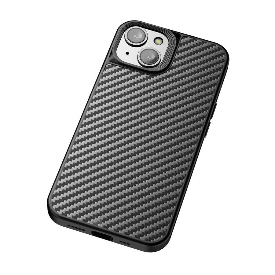 Apple iPhone 14 Kılıf Aramid Karbon Fiber M-safe Özellikli Wlons Radison Kapak