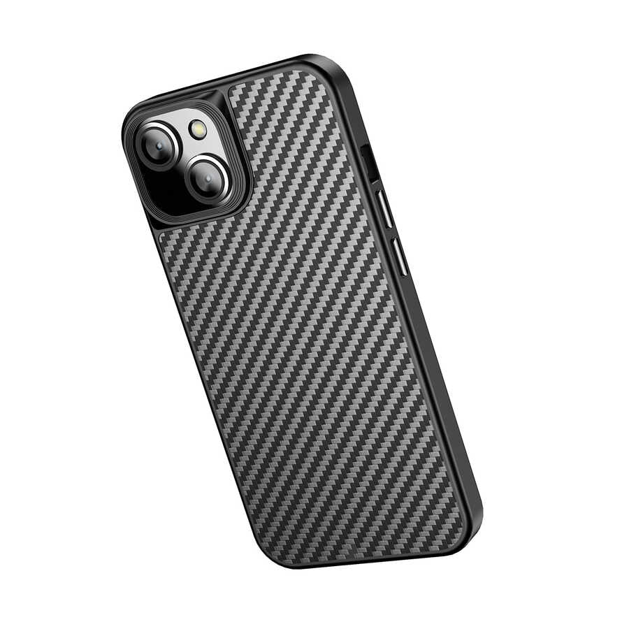 Apple iPhone 14 Kılıf Aramid Karbon Fiber M-safe Özellikli Wlons Radison Kapak