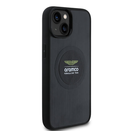 Apple iPhone 14 Kılıf Aston Martin Orjinal Lisanslı M-safe Şarj Özellikli Aluminyum Arka Yüzeyli Formula One Team Baskılı Kapak