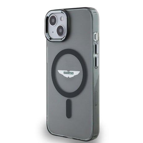 Apple iPhone 14 Kılıf Aston Martin Orjinal Lisanslı M-safe Şarj Özellikli IML Baskı Logolu Metal Düğmeli Kapak