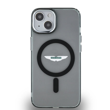 Apple iPhone 14 Kılıf Aston Martin Orjinal Lisanslı M-safe Şarj Özellikli IML Baskı Logolu Metal Düğmeli Kapak