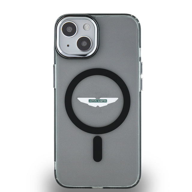 Apple iPhone 14 Kılıf Aston Martin Orjinal Lisanslı M-safe Şarj Özellikli IML Baskı Logolu Metal Düğmeli Kapak