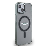 Apple iPhone 14 Kılıf Aston Martin Orjinal Lisanslı M-safe Şarj Özellikli IML Baskı Logolu Metal Düğmeli Kapak