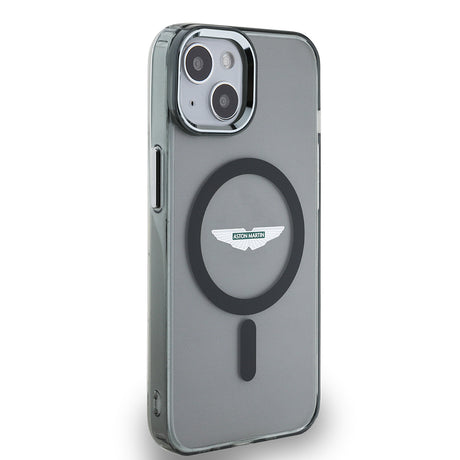 Apple iPhone 14 Kılıf Aston Martin Orjinal Lisanslı M-safe Şarj Özellikli IML Baskı Logolu Metal Düğmeli Kapak