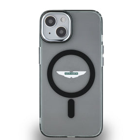Apple iPhone 14 Kılıf Aston Martin Orjinal Lisanslı M-safe Şarj Özellikli IML Baskı Logolu Metal Düğmeli Kapak