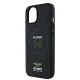 Apple iPhone 14 Kılıf Aston Martin Orjinal Lisanslı M-safe Şarj Özellikli PU Deri Alonso 14 Baskılı Kapak