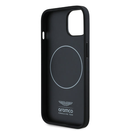 Apple iPhone 14 Kılıf Aston Martin Orjinal Lisanslı M-safe Şarj Özellikli PU Deri Alonso 14 Baskılı Kapak