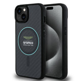 Apple iPhone 14 Kılıf Aston Martin Orjinal Lisanslı M-safe Şarj Özellikli Renkli Halka ve Karbon Fiber Tasarımlı Kapak