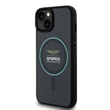 Apple iPhone 14 Kılıf Aston Martin Orjinal Lisanslı M-safe Şarj Özellikli Renkli Halka ve Karbon Fiber Tasarımlı Kapak