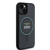 Apple iPhone 14 Kılıf Aston Martin Orjinal Lisanslı M-safe Şarj Özellikli Renkli Halka ve Karbon Fiber Tasarımlı Kapak