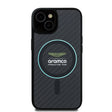 Apple iPhone 14 Kılıf Aston Martin Orjinal Lisanslı M-safe Şarj Özellikli Renkli Halka ve Karbon Fiber Tasarımlı Kapak