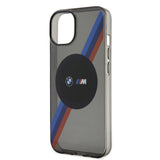 Apple iPhone 14 Kılıf BMW M-safe Şarj Özellikli Transparan 3 Renkli Şerit Dizayn Kapak