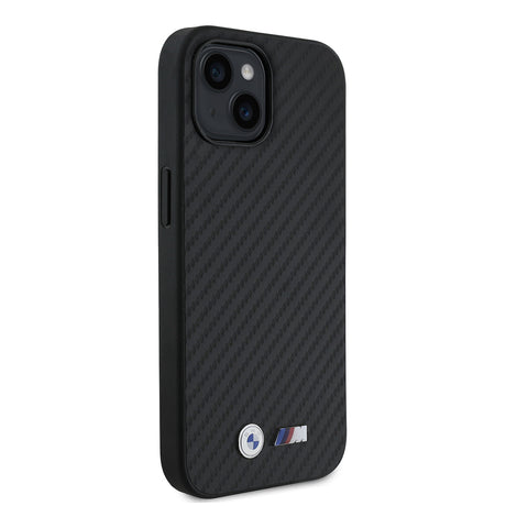 Apple iPhone 14 Kılıf BMW Orjinal Lisanslı Karbon Fiber Tasarımlı ve Metal Logolu PU Deri Kapak