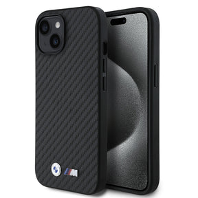 Apple iPhone 14 Kılıf BMW Orjinal Lisanslı Karbon Fiber Tasarımlı ve Metal Logolu PU Deri Kapak