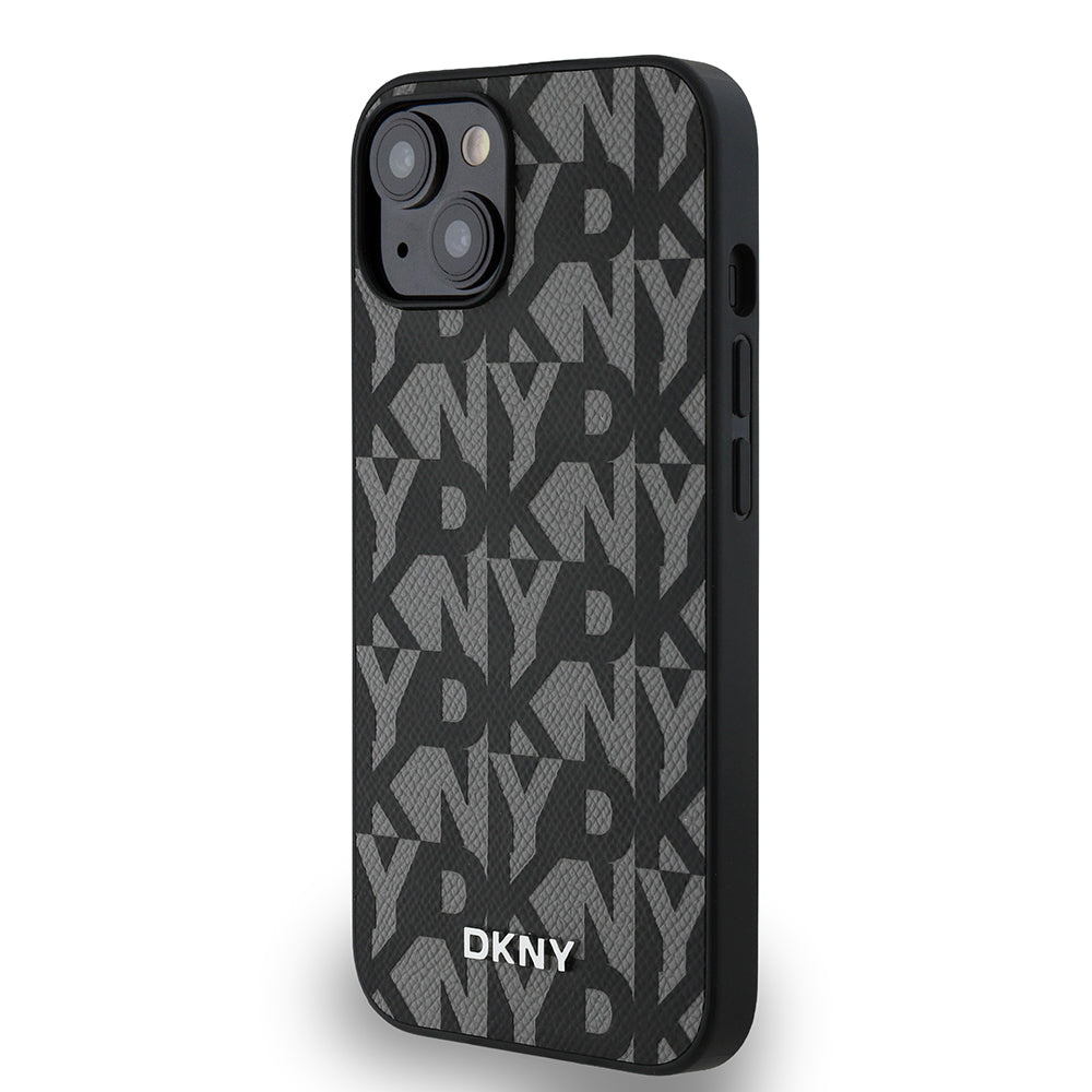 Apple iPhone 14 Kılıf DKNY Orjinal Lisanslı M-safe Şarj Özellikli 3D Yazılı Grid Pattern Kapak