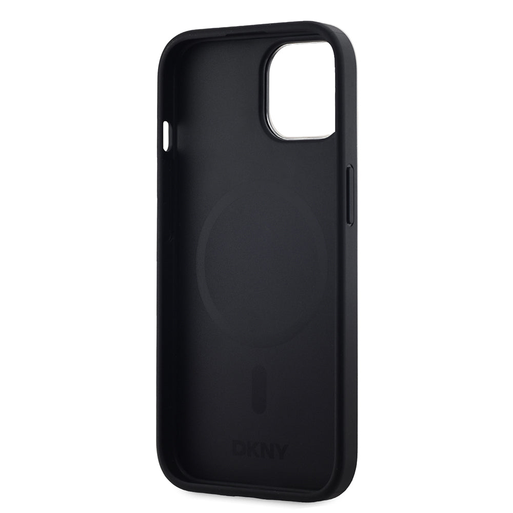 Apple iPhone 14 Kılıf DKNY Orjinal Lisanslı M-safe Şarj Özellikli 3D Yazılı Grid Pattern Kapak