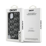 Apple iPhone 14 Kılıf DKNY Orjinal Lisanslı M-safe Şarj Özellikli 3D Yazılı Grid Pattern Kapak