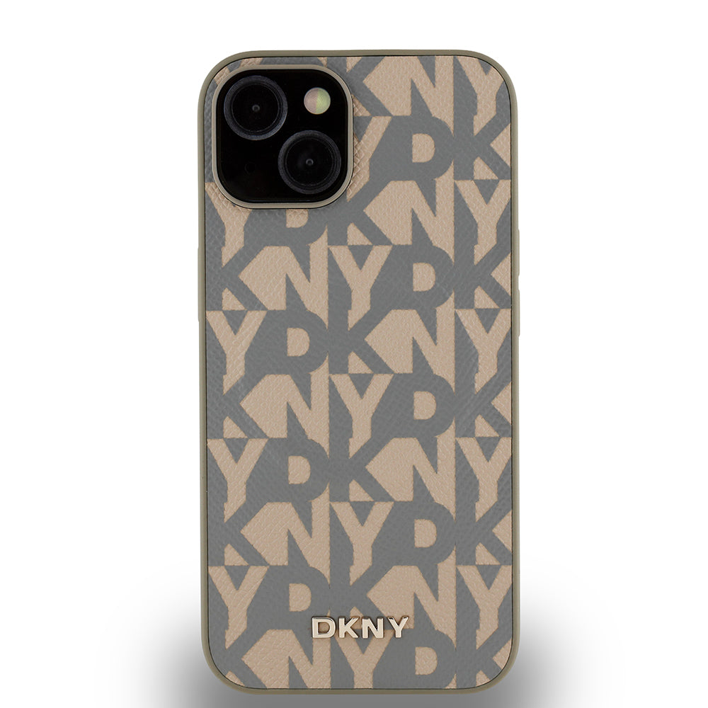 Apple iPhone 14 Kılıf DKNY Orjinal Lisanslı M-safe Şarj Özellikli 3D Yazılı Grid Pattern Kapak