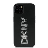Apple iPhone 14 Kılıf DKNY Orjinal Lisanslı Taşlı DKNY Yazılı Metalik Rhinestones PU Deri Kapak