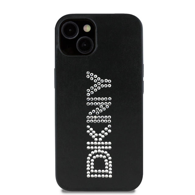 Apple iPhone 14 Kılıf DKNY Orjinal Lisanslı Taşlı DKNY Yazılı Metalik Rhinestones PU Deri Kapak