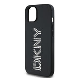Apple iPhone 14 Kılıf DKNY Orjinal Lisanslı Taşlı DKNY Yazılı Metalik Rhinestones PU Deri Kapak