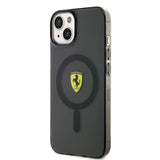 Apple iPhone 14 Kılıf Ferrari M-safe Şarj Özellikli Yarı Transparan Dizayn Kapak