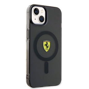 Apple iPhone 14 Kılıf Ferrari M-safe Şarj Özellikli Yarı Transparan Dizayn Kapak
