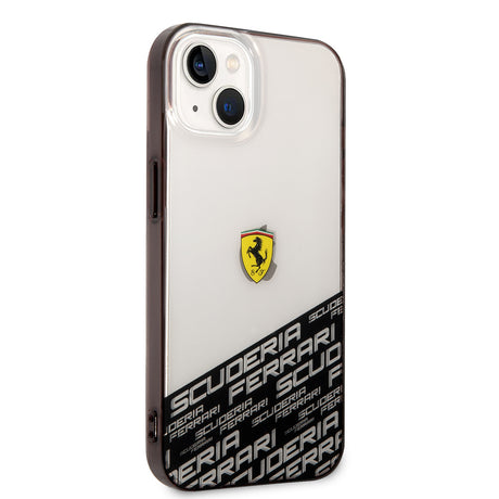 Apple iPhone 14 Kılıf Ferrari Orjinal Lisanlı Transparan Alt Kısım Baskılı Dizayn Kapak