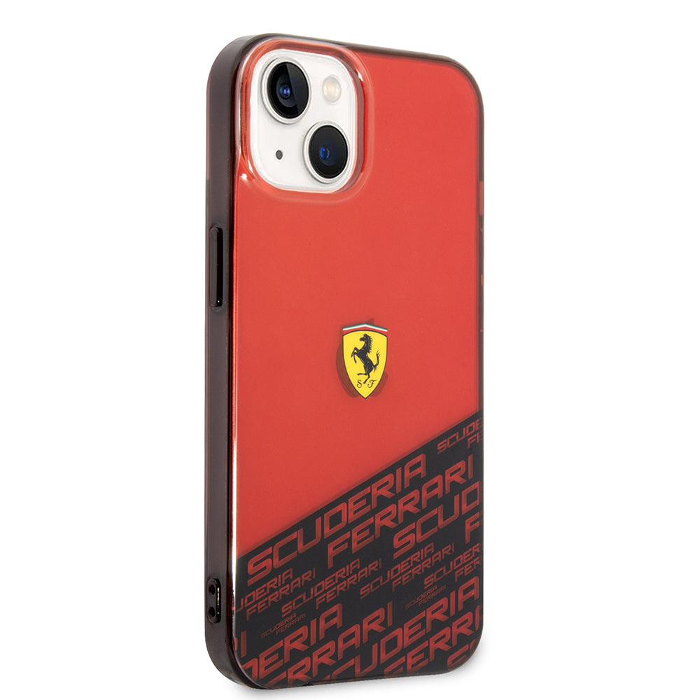 Apple iPhone 14 Kılıf Ferrari Orjinal Lisanlı Transparan Alt Kısım Baskılı Dizayn Kapak