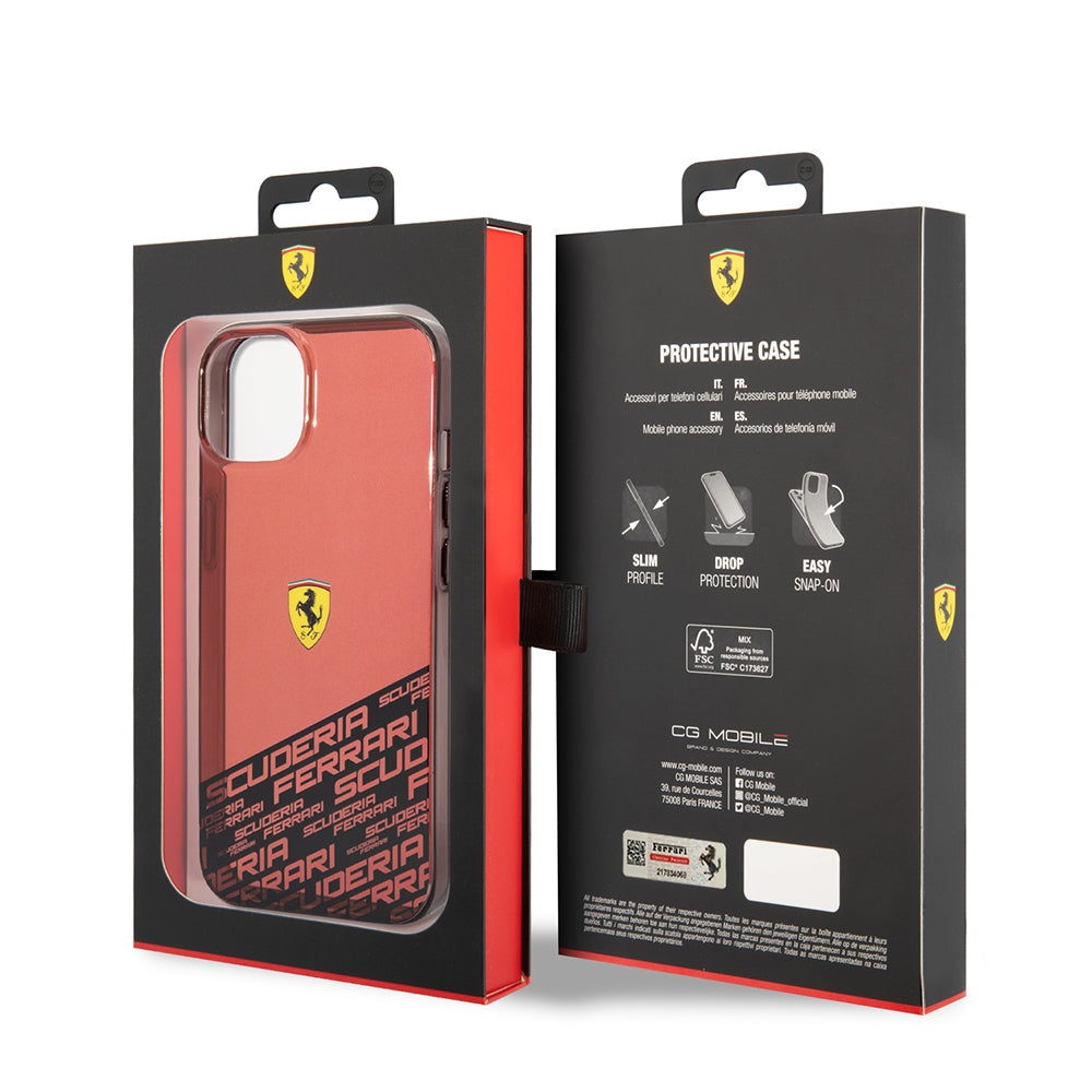 Apple iPhone 14 Kılıf Ferrari Orjinal Lisanlı Transparan Alt Kısım Baskılı Dizayn Kapak