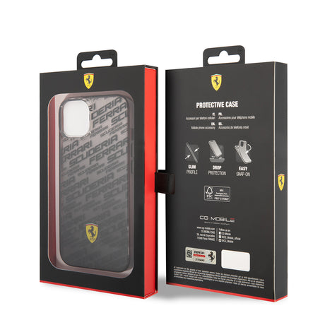 Apple iPhone 14 Kılıf Ferrari Orjinal Lisanlı Transparan SF Baskılı Dizayn Kapak