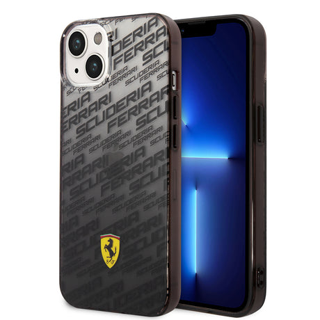 Apple iPhone 14 Kılıf Ferrari Orjinal Lisanlı Transparan SF Baskılı Dizayn Kapak