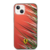 Apple iPhone 14 Kılıf Ferrari Orjinal Lisanslı Baskı Logolu Çimen Desenli Kapak
