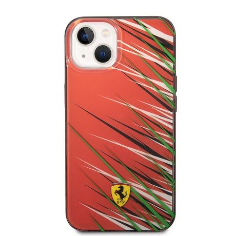 Apple iPhone 14 Kılıf Ferrari Orjinal Lisanslı Baskı Logolu Çimen Desenli Kapak