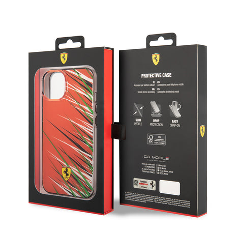 Apple iPhone 14 Kılıf Ferrari Orjinal Lisanslı Baskı Logolu Çimen Desenli Kapak