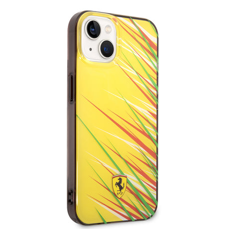 Apple iPhone 14 Kılıf Ferrari Orjinal Lisanslı Baskı Logolu Çimen Desenli Kapak