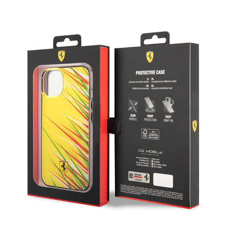 Apple iPhone 14 Kılıf Ferrari Orjinal Lisanslı Baskı Logolu Çimen Desenli Kapak