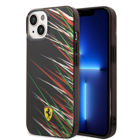 Apple iPhone 14 Kılıf Ferrari Orjinal Lisanslı Baskı Logolu Çimen Desenli Kapak