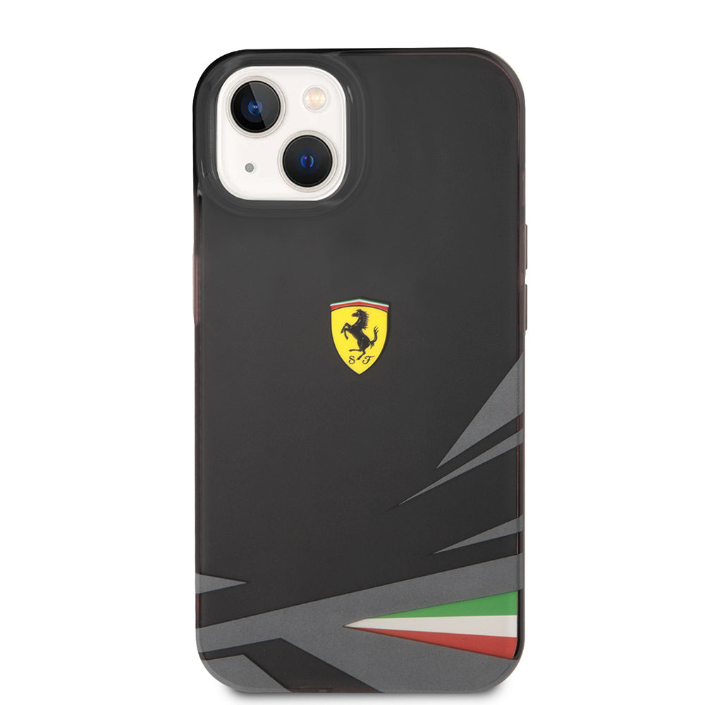 Apple iPhone 14 Kılıf Ferrari Orjinal Lisanslı Baskı Logolu İtalyan Bayrak Baskılı Dizayn Kapak