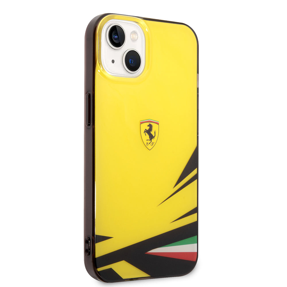 Apple iPhone 14 Kılıf Ferrari Orjinal Lisanslı Baskı Logolu İtalyan Bayrak Baskılı Dizayn Kapak