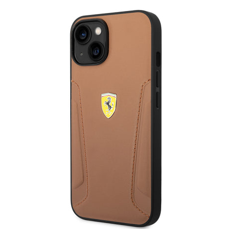 Apple iPhone 14 Kılıf Ferrari Orjinal Lisanslı Deri Kenarları Damgalı Dizayn Kapak