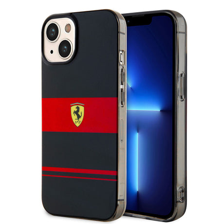 Apple iPhone 14 Kılıf Ferrari Orjinal Lisanslı M-safe Şarj Özellikli Yatay Çizgili Dizayn Kapak