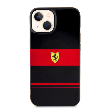 Apple iPhone 14 Kılıf Ferrari Orjinal Lisanslı M-safe Şarj Özellikli Yatay Çizgili Dizayn Kapak