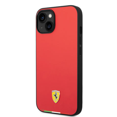 Apple iPhone 14 Kılıf Ferrari Orjinal Lisanslı PU Deri İtalyan Bayrak Dizayn Kapak