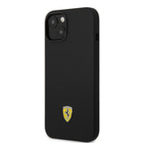 Apple iPhone 14 Kılıf Ferrari Orjinal Lisanslı Silikon Metal Logo Dizayn Kapak