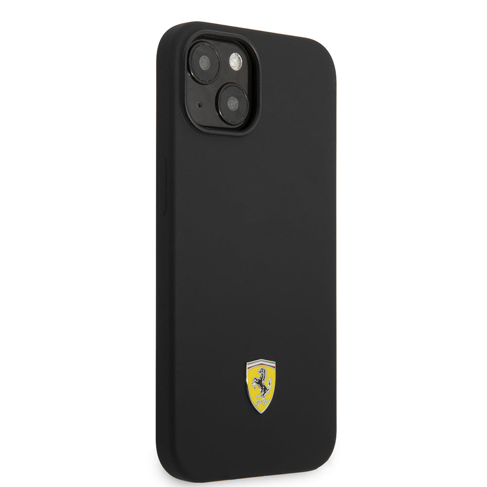Apple iPhone 14 Kılıf Ferrari Orjinal Lisanslı Silikon Metal Logo Dizayn Kapak