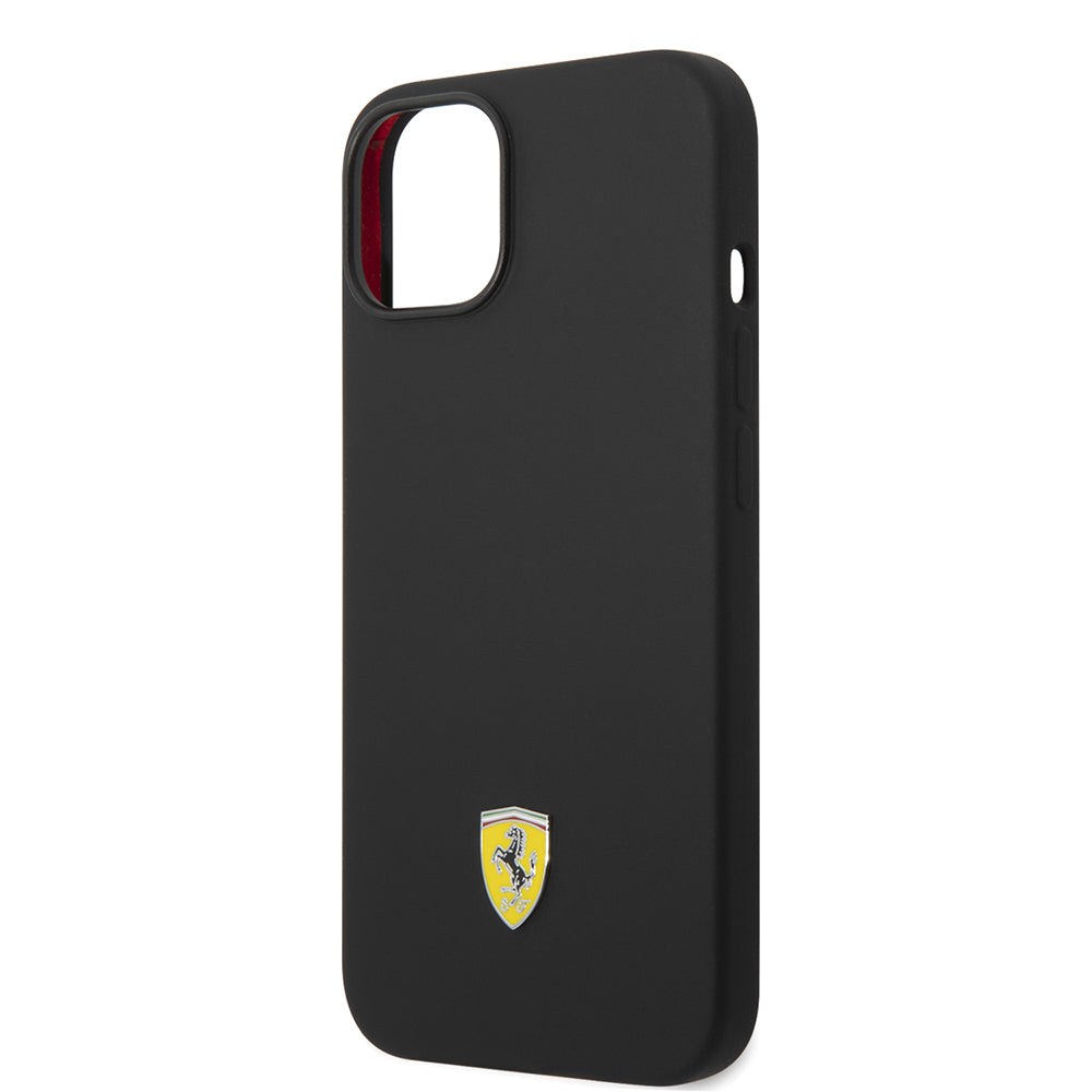Apple iPhone 14 Kılıf Ferrari Orjinal Lisanslı Silikon Metal Logo Dizayn Kapak