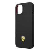 Apple iPhone 14 Kılıf Ferrari Orjinal Lisanslı Silikon Metal Logo Dizayn Kapak